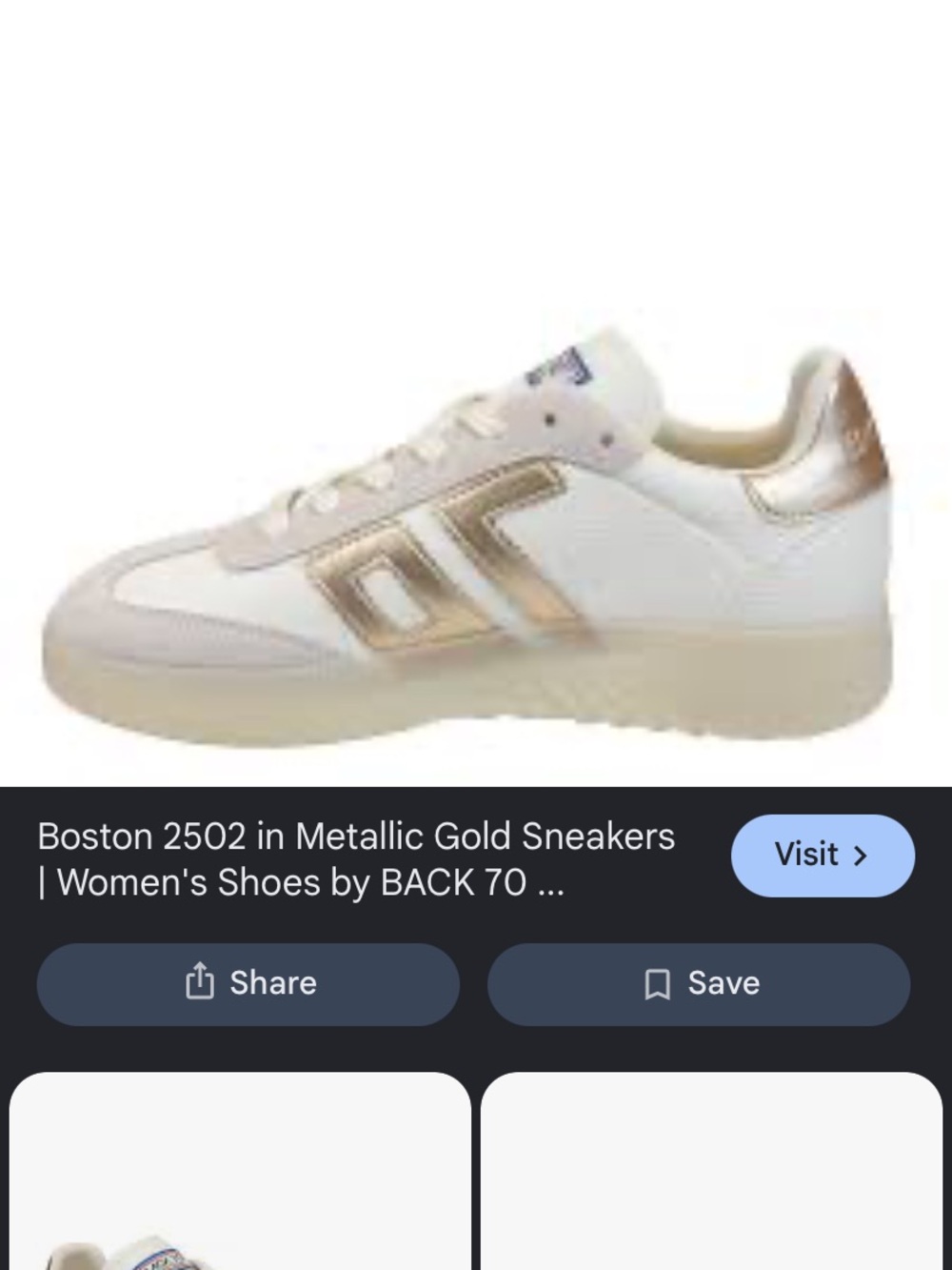 Back 70 Women's Athletic Sneaker in White with Gold Trim - Picture 2 of 5